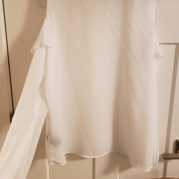 Off white blouse with sexy arm cutouts, EUC - Picture 2 of 4
